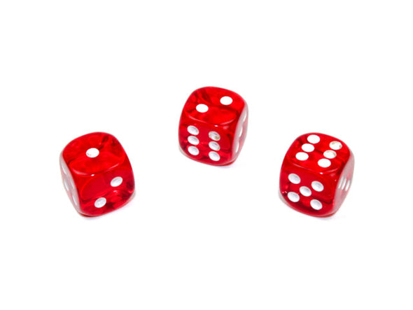 Chessex - 12D6 - Translucent - Red/White available at 401 Games Canada