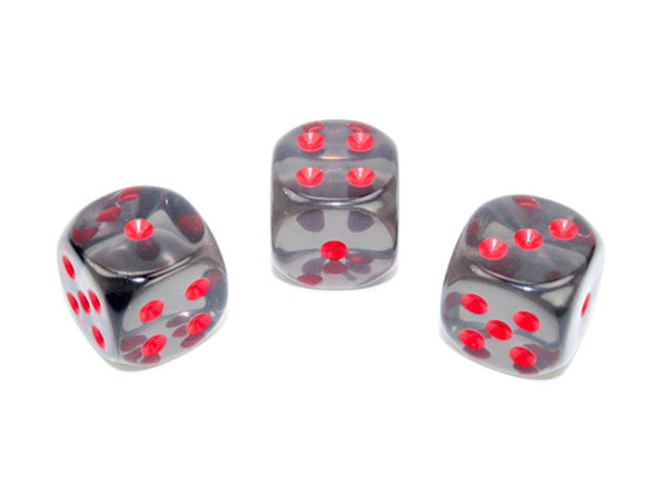 Chessex - 12D6 - Translucent - Smoke/Red available at 401 Games Canada