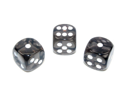 Chessex - 12D6 - Translucent - Smoke/White available at 401 Games Canada