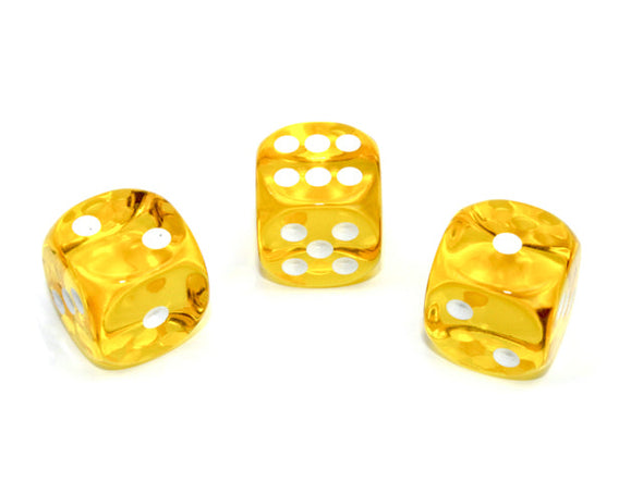 Chessex - 12D6 - Translucent - Yellow/White available at 401 Games Canada