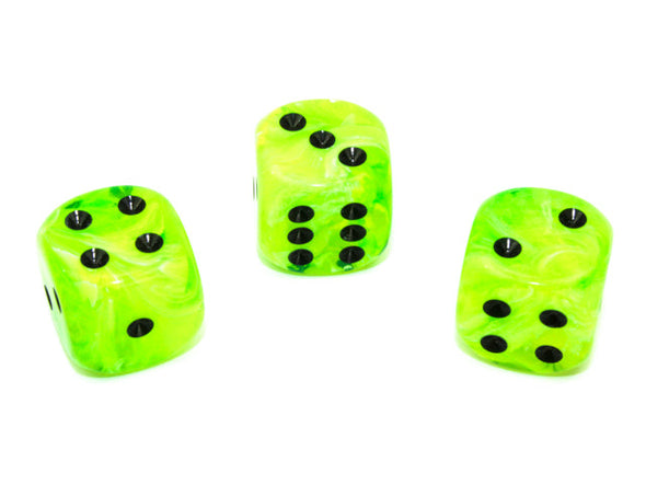 Chessex - 12D6 - Vortex - Bright Green/Black available at 401 Games Canada