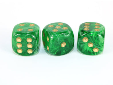 Chessex - 12D6 - Vortex - Green/Gold available at 401 Games Canada