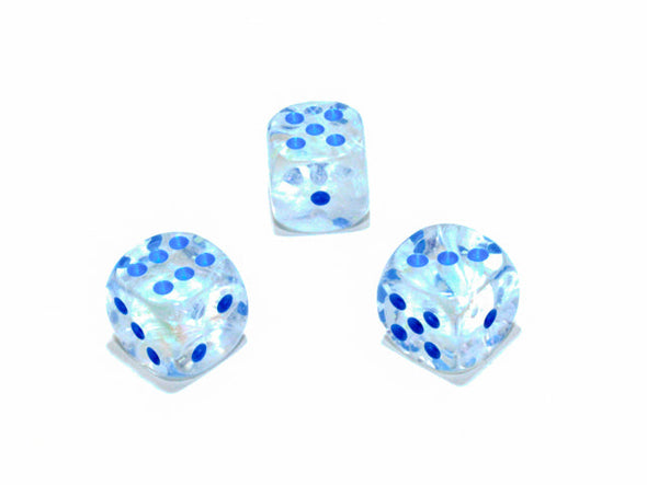 Chessex - 36D6 - Borealis - Icicle/Light Blue Luminary available at 401 Games Canada