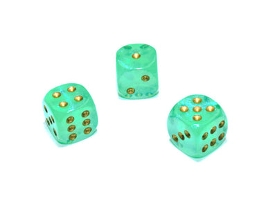 Chessex - 36D6 - Borealis - Light Green/Gold Luminary available at 401 Games Canada