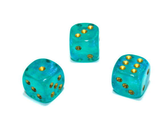 Chessex - 36D6 - Borealis - Teal/Gold Luminary available at 401 Games Canada