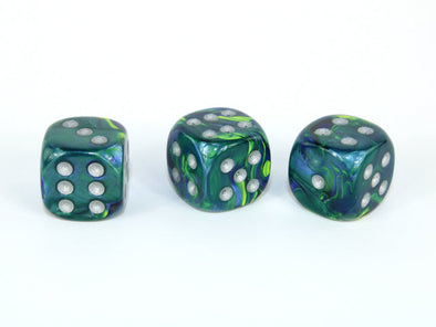 Chessex - 36D6 - Festive - Green/Silver available at 401 Games Canada