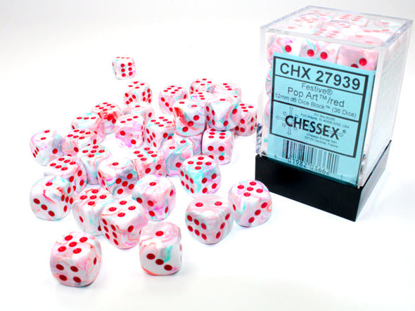 Chessex - 36D6 - Festive - Pop-Art/Red available at 401 Games Canada