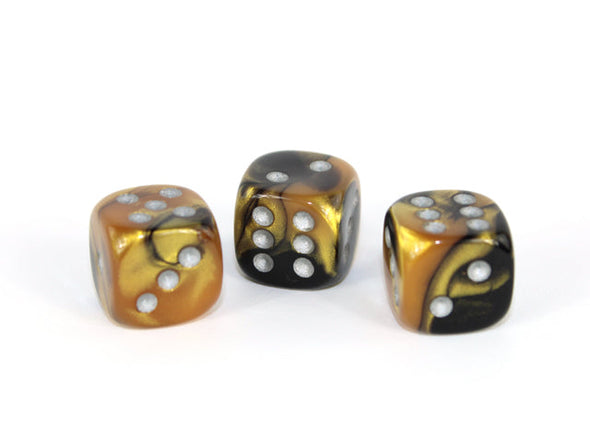 Chessex - 36D6 - Gemini - Black-Gold/Silver available at 401 Games Canada