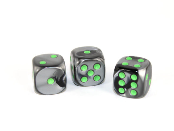 Chessex - 36D6 - Gemini - Black-Grey/Green available at 401 Games Canada