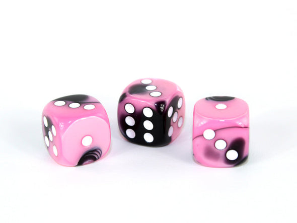 Chessex - 36D6 - Gemini - Black-Pink/White available at 401 Games Canada