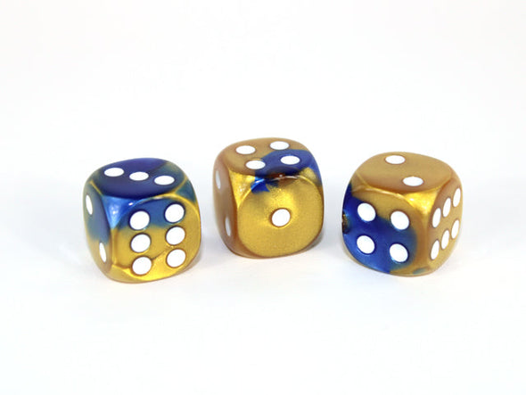 Chessex - 36D6 - Gemini - Blue-Gold/White available at 401 Games Canada