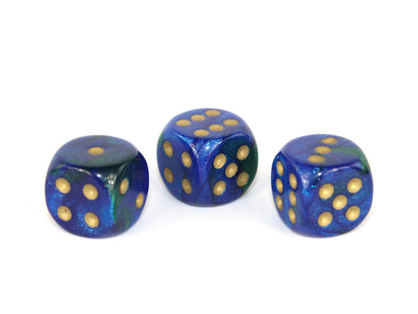 Chessex - 36D6 - Gemini - Blue-Green/Gold available at 401 Games Canada