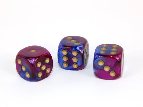 Chessex - 36D6 - Gemini - Blue-Purple/Gold available at 401 Games Canada