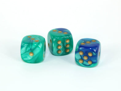 Chessex - 36D6 - Gemini - Blue-Teal/Gold available at 401 Games Canada