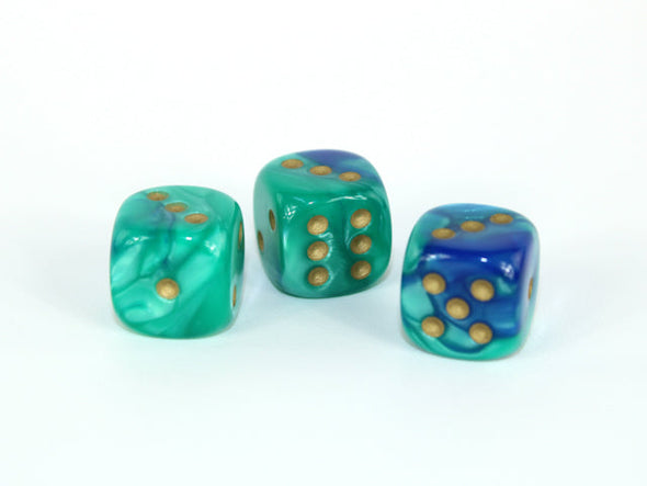 Chessex - 36D6 - Gemini - Blue-Teal/Gold available at 401 Games Canada