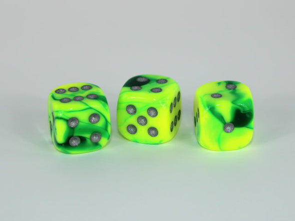 Chessex - 36D6 - Gemini - Green-Yellow/Silver available at 401 Games Canada