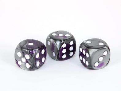 Chessex - 36D6 - Gemini - Purple-Steel/White available at 401 Games Canada