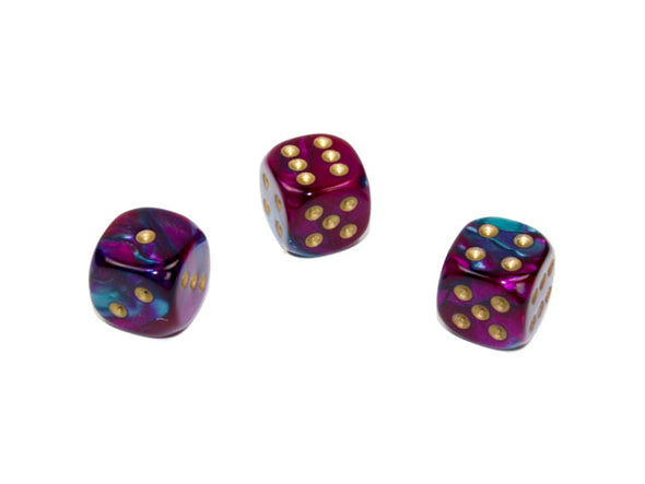 Chessex - 36D6 - Gemini - Purple-Teal/Gold available at 401 Games Canada