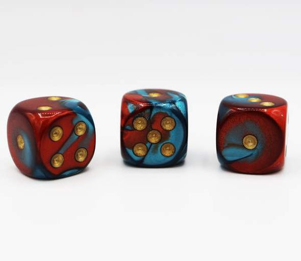 Chessex - 36D6 - Gemini - Red-Teal/Gold available at 401 Games Canada