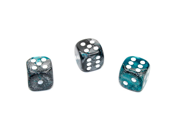 Chessex - 36D6 - Gemini - Steel-Teal/White available at 401 Games Canada