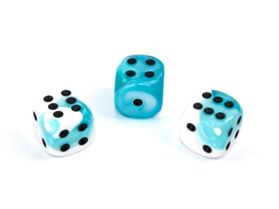 Chessex - 36D6 - Gemini - Teal-White/Black available at 401 Games Canada