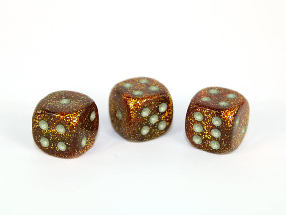 Chessex - 36D6 - Glitter - Gold/Silver available at 401 Games Canada