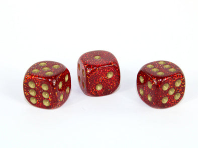 Chessex - 36D6 - Glitter - Ruby/Gold available at 401 Games Canada