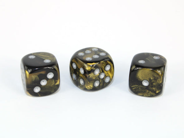 Chessex - 36D6 - Leaf - Black Gold/Silver available at 401 Games Canada