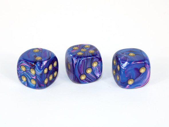 Chessex - 36D6 - Lustrous - Purple/Gold available at 401 Games Canada