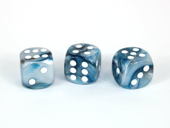 Chessex - 36D6 - Lustrous - Slate/White available at 401 Games Canada