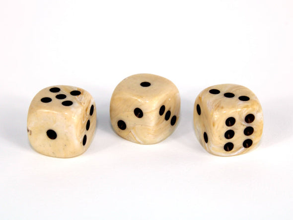 Chessex - 36D6 - Marble - Ivory/Black available at 401 Games Canada