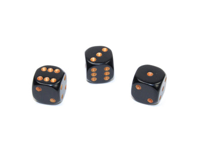 Chessex - 36D6 - Opaque - Black/Gold available at 401 Games Canada