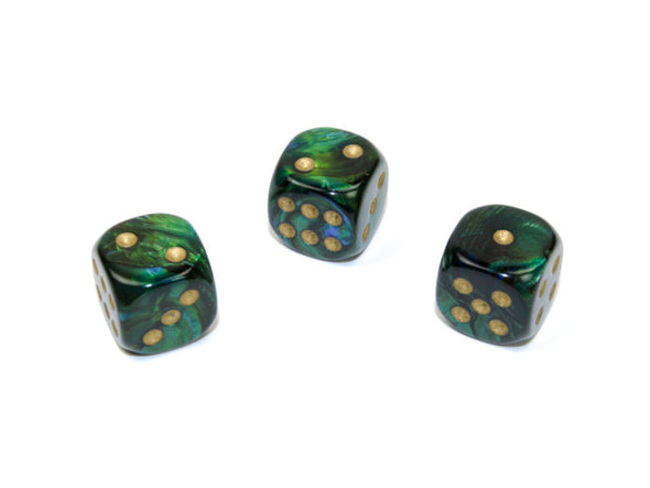 Chessex - 36D6 - Scarab - Jade/Gold available at 401 Games Canada