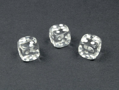 Chessex - 36D6 - Translucent - Clear/White available at 401 Games Canada