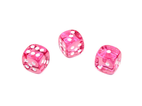 Chessex - 36D6 - Translucent - Pink/White available at 401 Games Canada