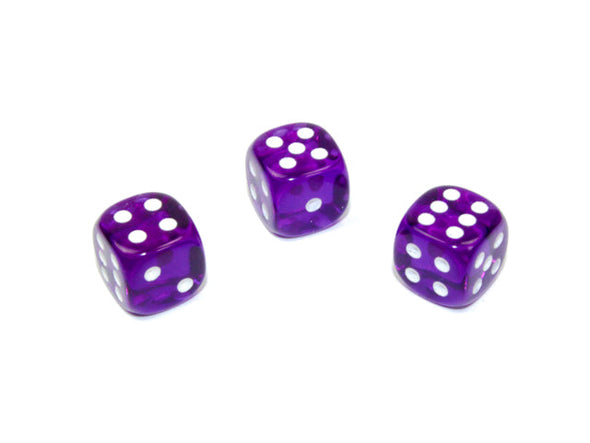 Chessex - 36D6 - Translucent - Purple/White available at 401 Games Canada