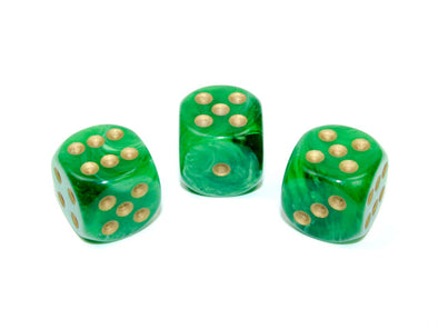 Chessex - 36D6 - Vortex - Green/Gold available at 401 Games Canada