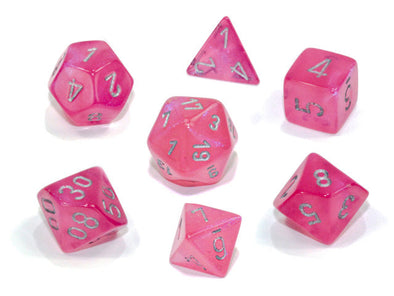 Chessex - 7 Piece - Borealis - Pink/Silver Luminary available at 401 Games Canada