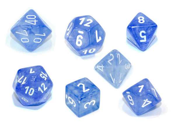 Chessex - 7 Piece - Borealis - Sky Blue/White Luminary available at 401 Games Canada