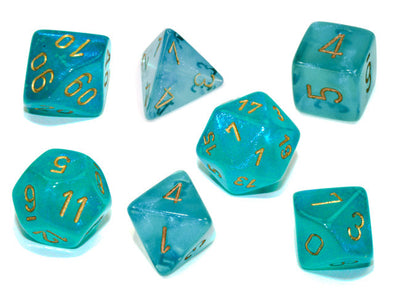 Chessex - 7 Piece - Borealis - Teal/Gold Luminary available at 401 Games Canada