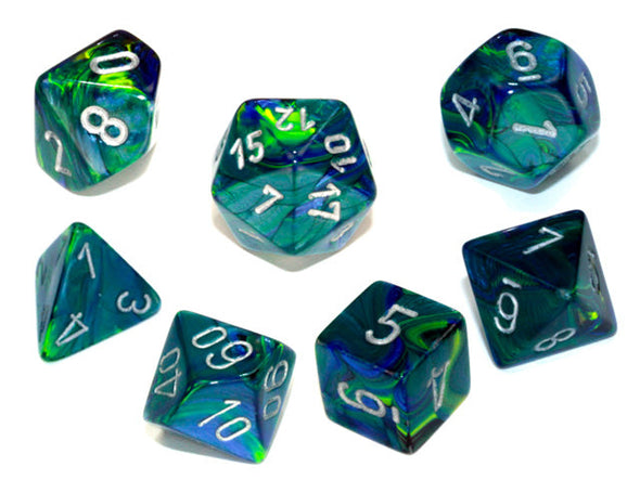 Chessex - 7 Piece - Festive - Green/Silver available at 401 Games Canada