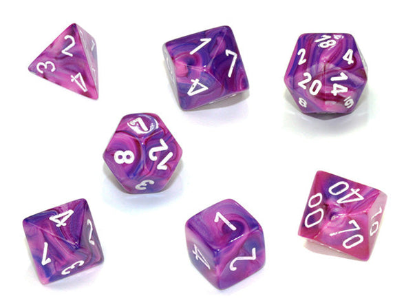 Chessex - 7 Piece - Festive - Violet/White available at 401 Games Canada