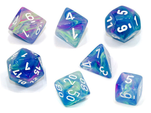 Chessex - 7 Piece - Festive - Waterlily/White available at 401 Games Canada