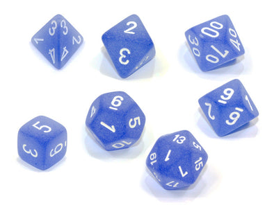 Chessex - 7 Piece - Frosted - Blue/White available at 401 Games Canada