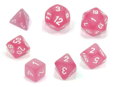 Chessex - 7 Piece - Frosted - Pink/White available at 401 Games Canada