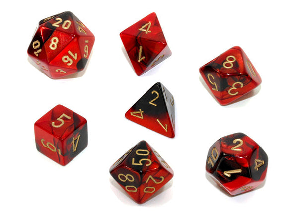 Chessex - 7 Piece - Gemini - Black-Red/Gold available at 401 Games Canada