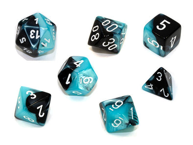 Chessex - 7 Piece - Gemini - Black-Shell/White available at 401 Games Canada