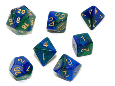 Chessex - 7 Piece - Gemini - Blue-Green/Gold available at 401 Games Canada