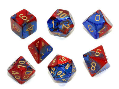 Chessex - 7 Piece - Gemini - Blue-Red/Gold available at 401 Games Canada