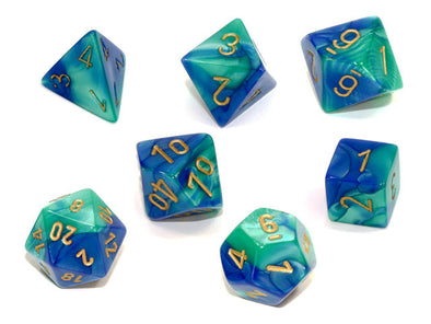 Chessex - 7 Piece - Gemini - Blue-Teal/Gold available at 401 Games Canada